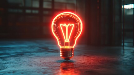 Poster - Illuminating innovation glowing light bulb in industrial setting digital artistry modern environment