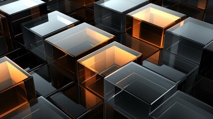 Poster - Vibrant abstract art  blending bright orange, black, and light gray in textured shapes and shades