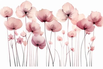 Poster - Elegant linear floral design  burgundy lines creating modern and light artistic flowers