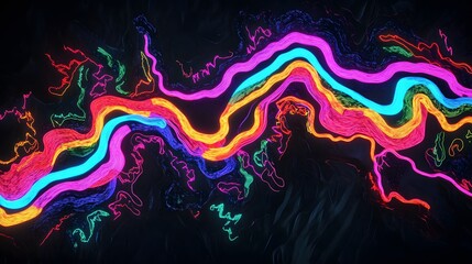 Poster - Dynamic colorful abstract waves digital art vibrant background creative composition high-contrast viewpoint