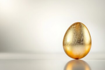 Aufkleber - golden egg resting on clean white background with soft gradient lighting