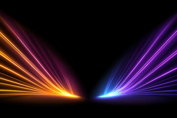 Poster - Colorful light beams emerge from two directions creating a vibrant visual effect