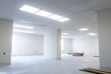Poster - clean image of partially installed ceiling light fixture in empty room