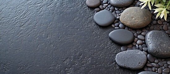 Poster - minimalist zen garden with smooth pebbles and stones creating a serene atmosphere with ample space f