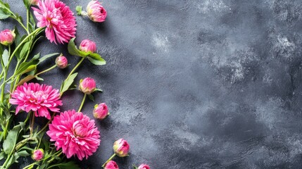 Poster - elegant pink flowers on dark textured background for inspirational and nature-themed designs