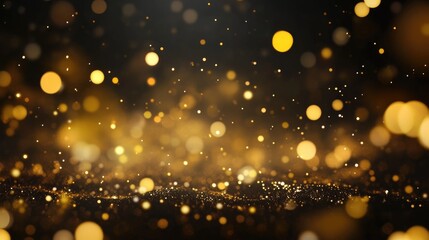 Poster - elegant gold and black bokeh background with sparkling circular lights for premium design and luxury