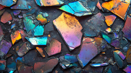 Poster - vivid and colorful textures of mineral crystals reflecting light in a stunning display of natural be