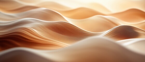 Serene Abstract Design Featuring Soft Mocha Mousse Wavy Lines With Gentle Highlights and Shadows Creating a Soothing 3D Effect