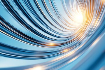 Poster - Abstract digital tunnel with vibrant streaks of blue and light