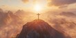 © Khmel - Sunrise over mountain with cross on peak