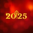 © Raj kumar - 2025, featuring a golden Ganesha symbol within the numbers, set against a red bokeh background, a culturally rich and festive design for the new year celebration