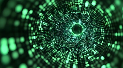 Poster - Exploring digital depths abstract green data tunnel virtual space graphic art futuristic environment aerial view technology