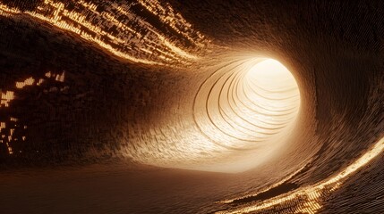 Poster - Illuminated tunnel journey underground digital art abstract perspective light and texture exploration