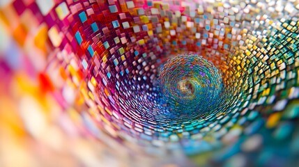 Poster - Vibrant spiral of colors abstract art digital creation studio close-up visual exploration