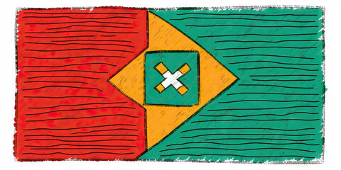 Poster - Abstract Geometric Design with Red, Orange, Teal, and White 'X'