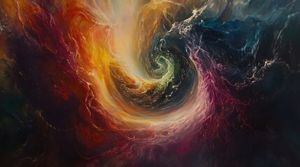 Poster - Whirling cosmic swirl abstract art digital creation vibrant colors aerial perspective space concept