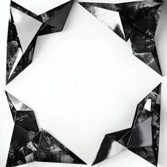 Poster - abstract black and white geometric frame: four abstract, geometric black and white shapes create a m