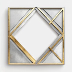 Modern Geometric Art: A contemporary piece featuring a layered design of silver and gold, creating a minimalist yet striking aesthetic with clean lines and a touch of luxury.