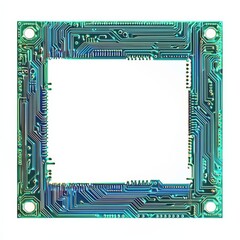 Poster - circuit board frame: a futuristic and abstract frame composed of a vibrant, iridescent circuit board