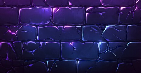 Poster - A textured dark stone wall with glowing edges, suitable for backgrounds.