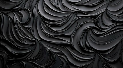 Poster - Textured Black Swirls of Paint on Canvas Background for Design