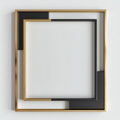 Wall Mural - Abstract Frame Minimalist Design: A minimalist design featuring two intersecting frames, one gold and one black, against a clean, seamless backdrop.