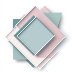 Poster - layered pastel squares: abstract geometric composition featuring overlapping squares in soft pastel 