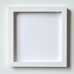 Wall Mural - Simple White Square Frame: A clean, minimalist square picture frame with a crisp white finish, perfect for showcasing your artwork or photography.  The frame provides a clean.