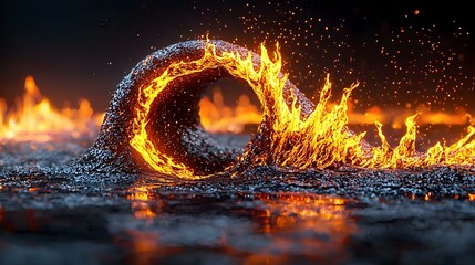Poster - Dynamic Fire Swirl with Sparks in High Definition Motion