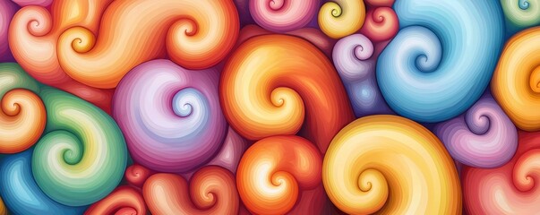 Poster - A vibrant pattern of colorful swirls in various shades, creating a playful and lively atmosphere.