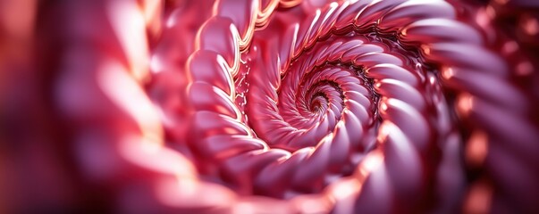 Poster - A vibrant, swirling spiral pattern in shades of pink, resembling a natural form or abstract design, creating a sense of depth and fluidity.