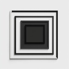 Poster - nested squares: abstract monochrome artwork: an image showcasing a series of black and white squares