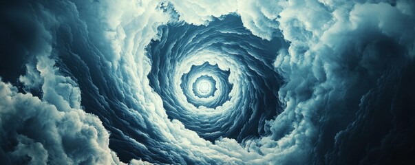 Poster - A swirling vortex of clouds captures a mesmerizing blue light at its center, creating a dramatic and ethereal atmosphere.