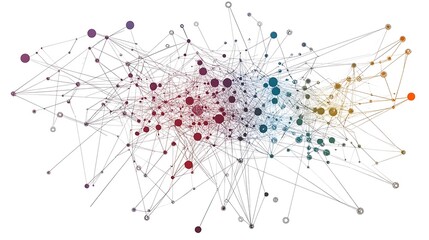 Canvas Print - Abstract network graph visualization with nodes and connections.