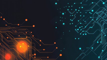 Poster - Abstract Circuit Board Design Orange Blue Network Technology