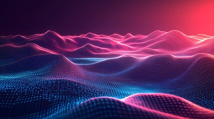 Poster - Dynamic abstract waves in vibrant colors digital art futuristic environment 3d viewpoint visual concept