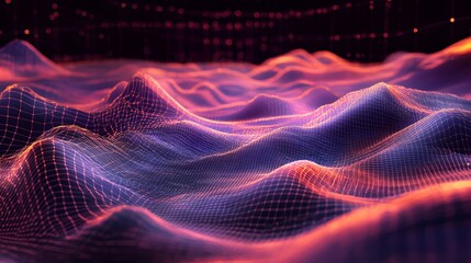 Poster - Visualizing data waves abstract patterns of light and color digital space 3d rendering futuristic concept