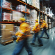 © Abdul - Warehouse workers in motion, handling cargo boxes with speed and skill