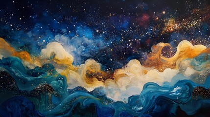 Poster - Cosmic art exploration abstract space painting celestial environment artistic viewpoint dreamlike concept