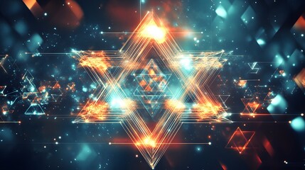 Poster - Dynamic geometric patterns digital art abstract design futuristic environment vibrant colors visualization concept