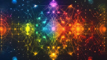 Poster - Exploring vibrant patterns of light and color abstract digital art online gallery cosmic environment aesthetic viewpoint
