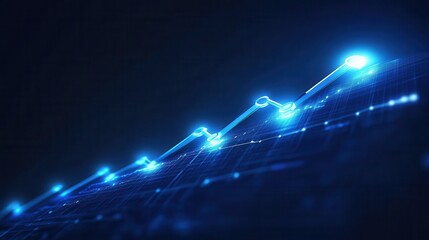 Poster - Business strategist projects a glowing success graph on a digital interface, symbolizing upward growth, corporate blue vibe