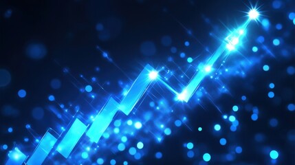 Poster - Business strategist projects a glowing success graph on a digital interface, symbolizing upward growth, corporate blue vibe