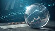 © Justlight - Crystal ball displays global financial data and positive trends, illuminated by charts, graphs, and a world map, suggesting a promising economic outlook