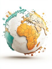 Poster - Artistic globe concept with Europe, Africa, and Pacific islands in unique colored design