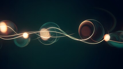 Poster - Dynamic light trails and bubbles abstract background digital art dark environment creative viewpoint modern concept