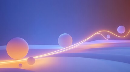 Poster - Dynamic motion of colorful spheres in an abstract space digital art futuristic environment vibrant viewpoint creative concept