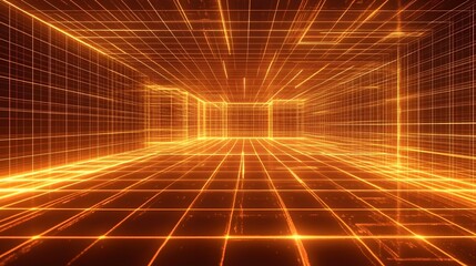 Leinwandbilder - Dynamic digital grid visualization virtual space 3d graphics futuristic environment high-tech perspective