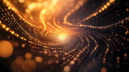 Poster - Dynamic golden light waves abstract digital art digital space virtual environment close-up view modern aesthetics