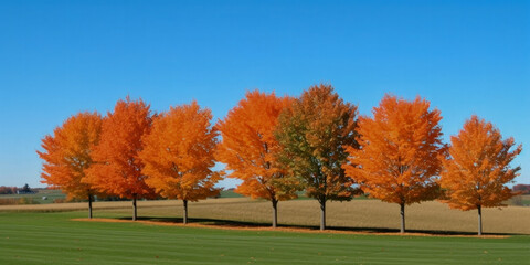 Canvas Print - Group of tree in autumn winter landscape